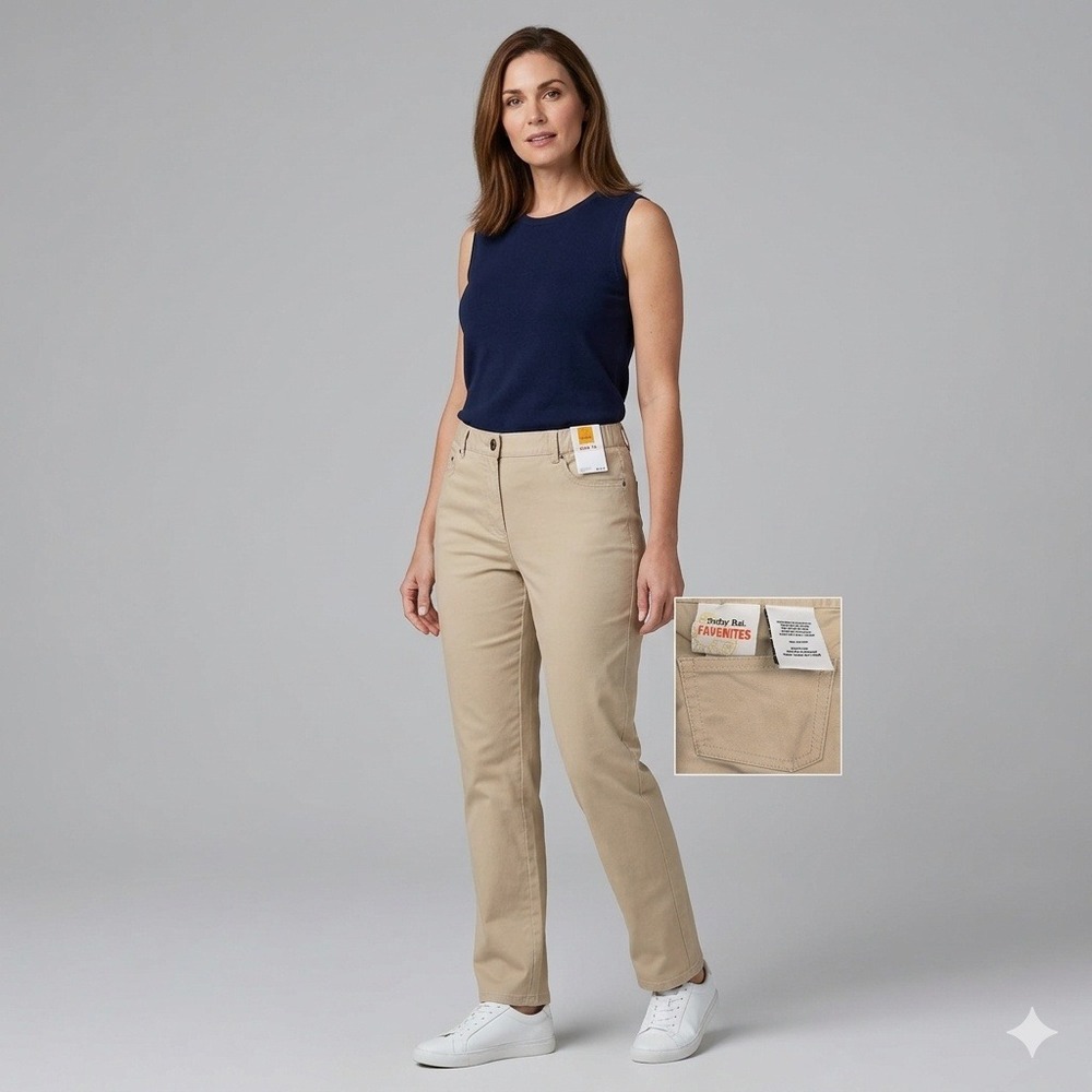 Ruby Rd Favorites Khaki Tan Straight Leg Stretch Pants Womens 10 Casual‎ Chino